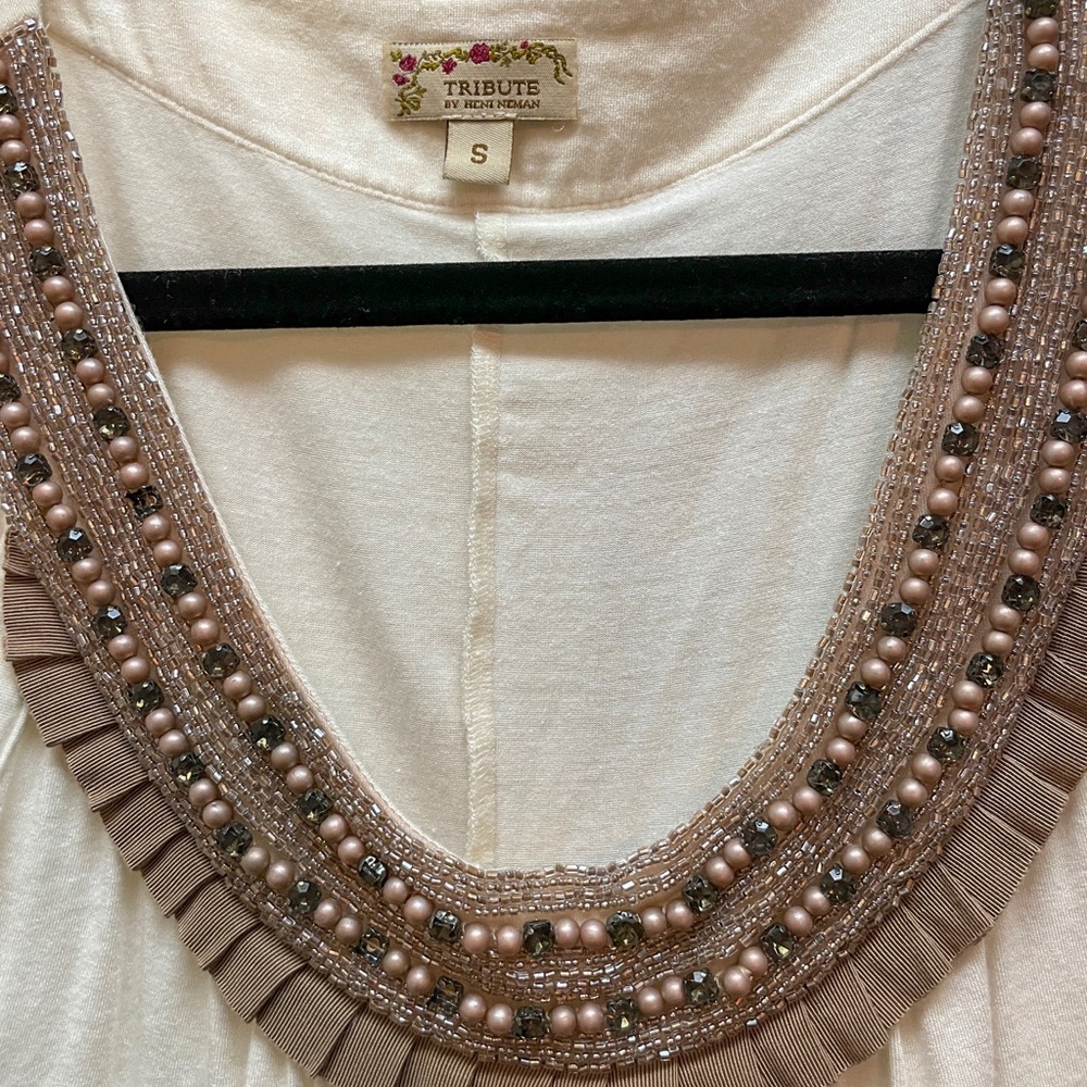Tribute Rhinestone Collared Tank Top - Size S